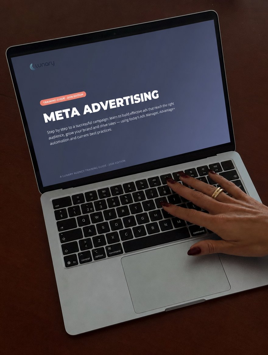 Meta Advertising Guide on a laptop